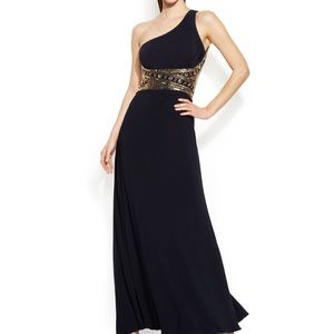 Black one shoulder sequin prom dress